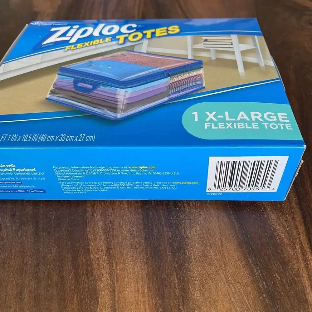 New Ziploc X-Large Flexible Storage Tote 10 Gallon Clear Plastic